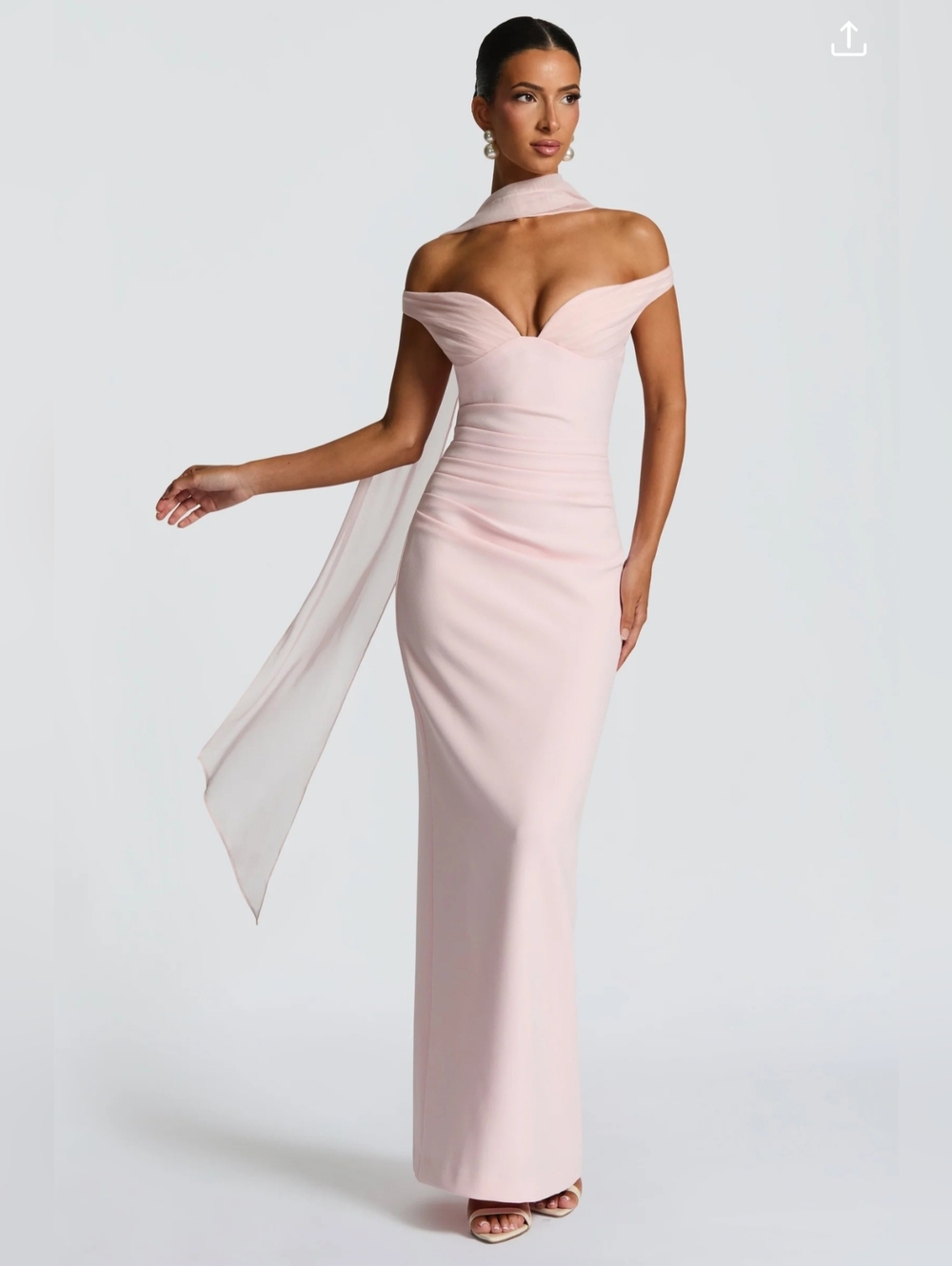 Babyboo Off Shoulder Blush Maxi Dress